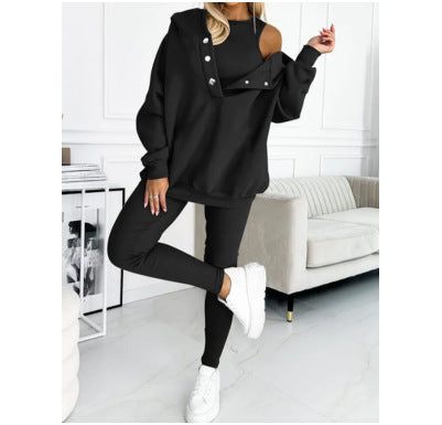 Solid Color Hoodie & Jogger Set