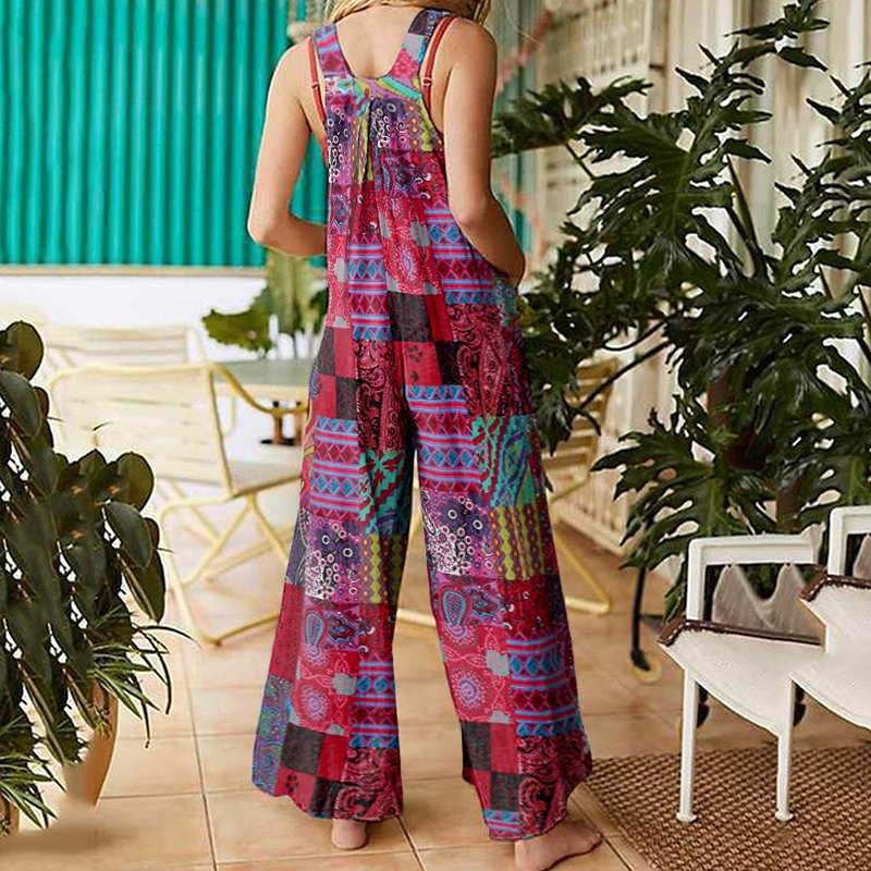 Boho Style Button-Front Jumpsuit