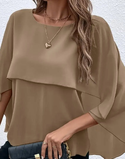 Chic Solid Color Layered Top