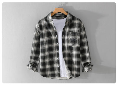 Retro Brushed Cotton Plaid Shirt