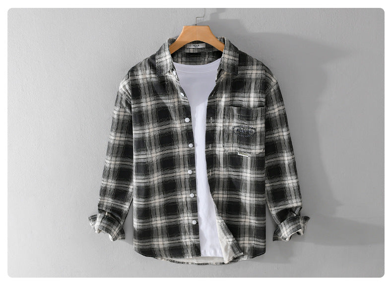 Retro Brushed Cotton Plaid Shirt