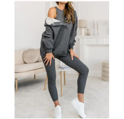 Solid Color Hoodie & Jogger Set