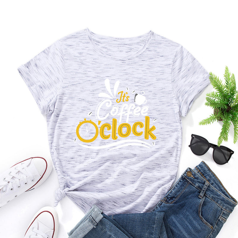 Letter Print Loose Round Neck Short Sleeve T-shirt