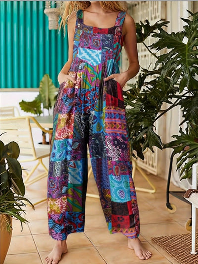 Boho Style Button-Front Jumpsuit