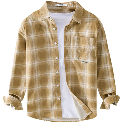 Retro Brushed Cotton Plaid Shirt