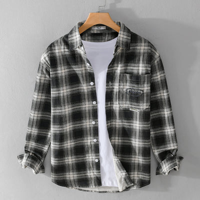 Retro Brushed Cotton Plaid Shirt