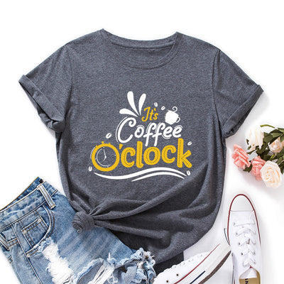 Letter Print Loose Round Neck Short Sleeve T-shirt