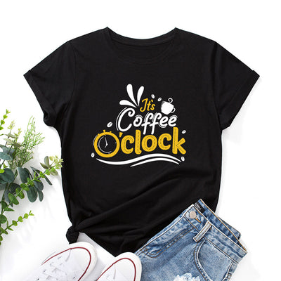 Letter Print Loose Round Neck Short Sleeve T-shirt