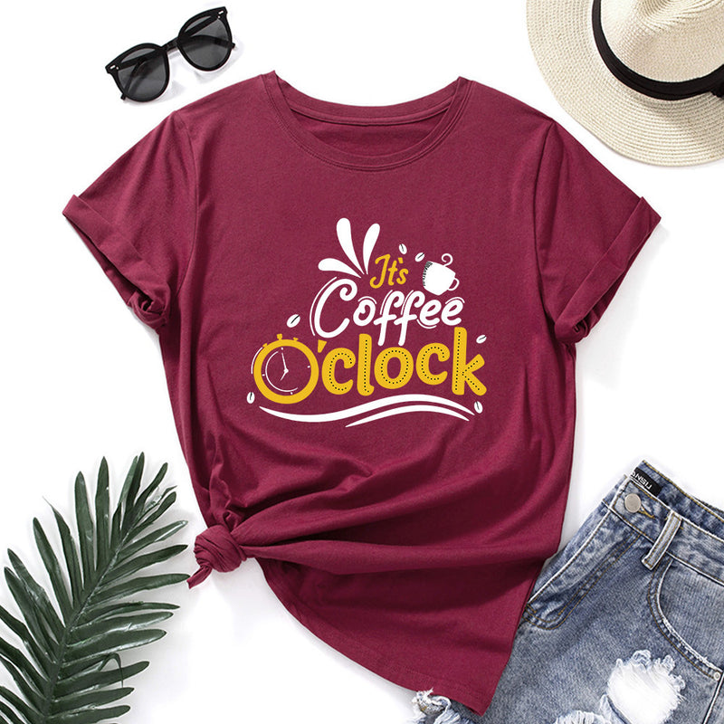 Letter Print Loose Round Neck Short Sleeve T-shirt