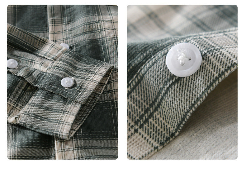 Retro Brushed Cotton Plaid Shirt
