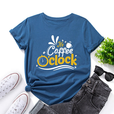 Letter Print Loose Round Neck Short Sleeve T-shirt