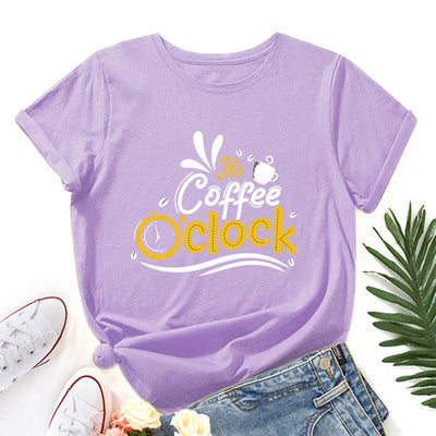 Letter Print Loose Round Neck Short Sleeve T-shirt