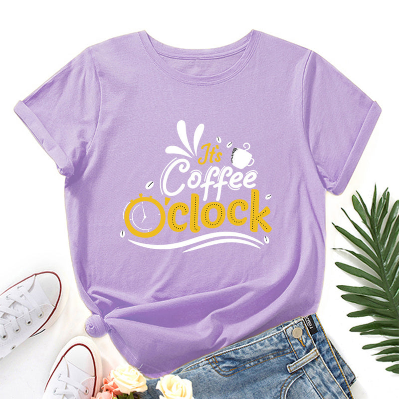 Letter Print Loose Round Neck Short Sleeve T-shirt