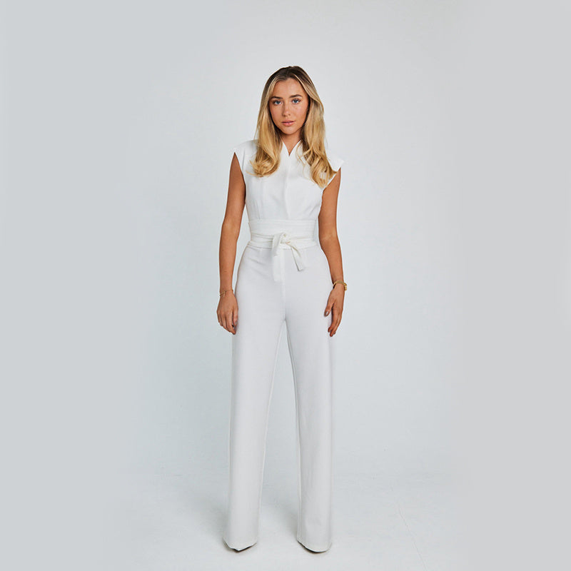 Elegant V-Neck Wide Leg Jumpsuit