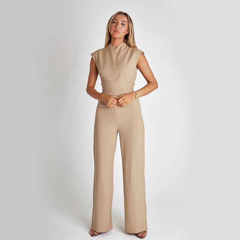 Elegant V-Neck Wide Leg Jumpsuit