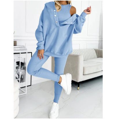 Solid Color Hoodie & Jogger Set