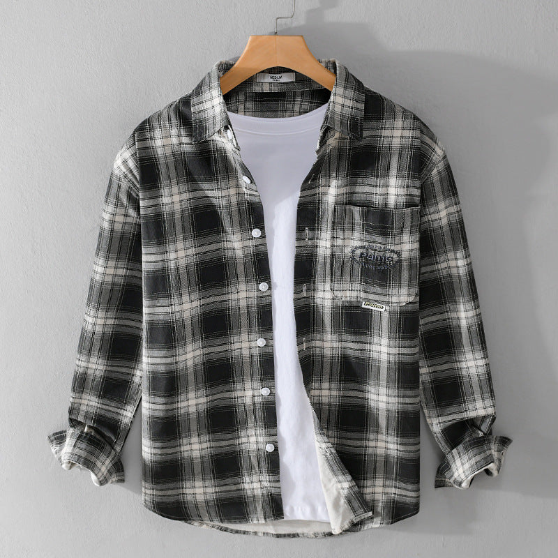 Retro Brushed Cotton Plaid Shirt