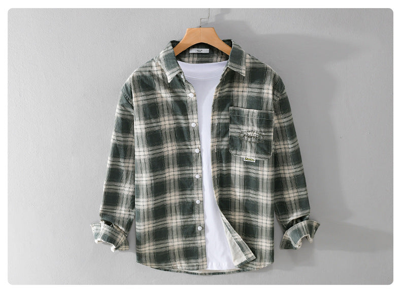 Retro Brushed Cotton Plaid Shirt