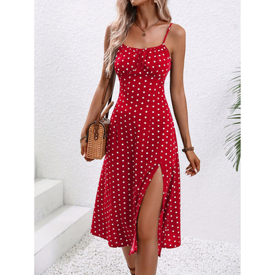 Polka Dot Slit Dress