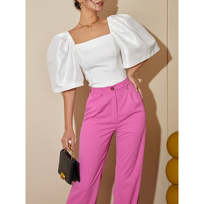 Retro Elegance Square Neck Top