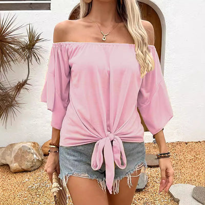 Trendy Solid Off-Shoulder Tee