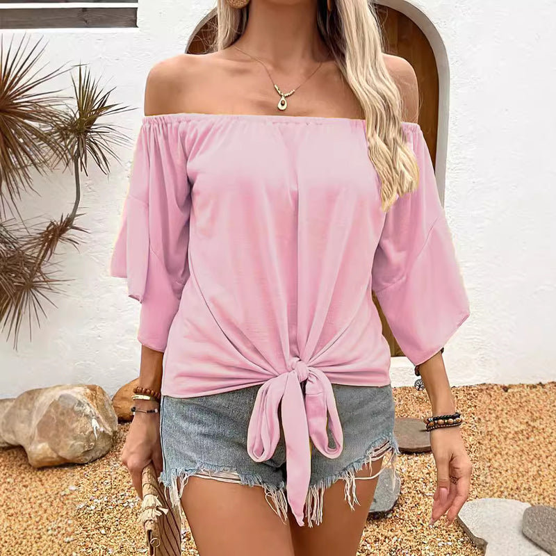 Trendy Solid Off-Shoulder Tee