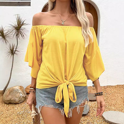 Trendy Solid Off-Shoulder Tee