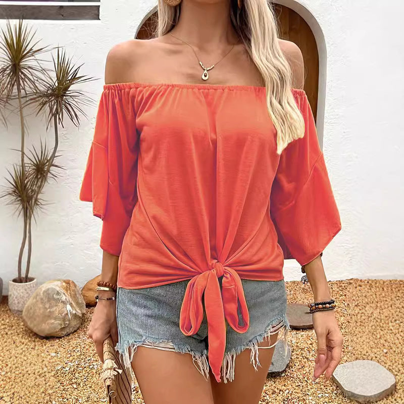 Trendy Solid Off-Shoulder Tee