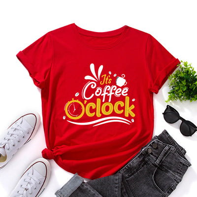 Letter Print Loose Round Neck Short Sleeve T-shirt