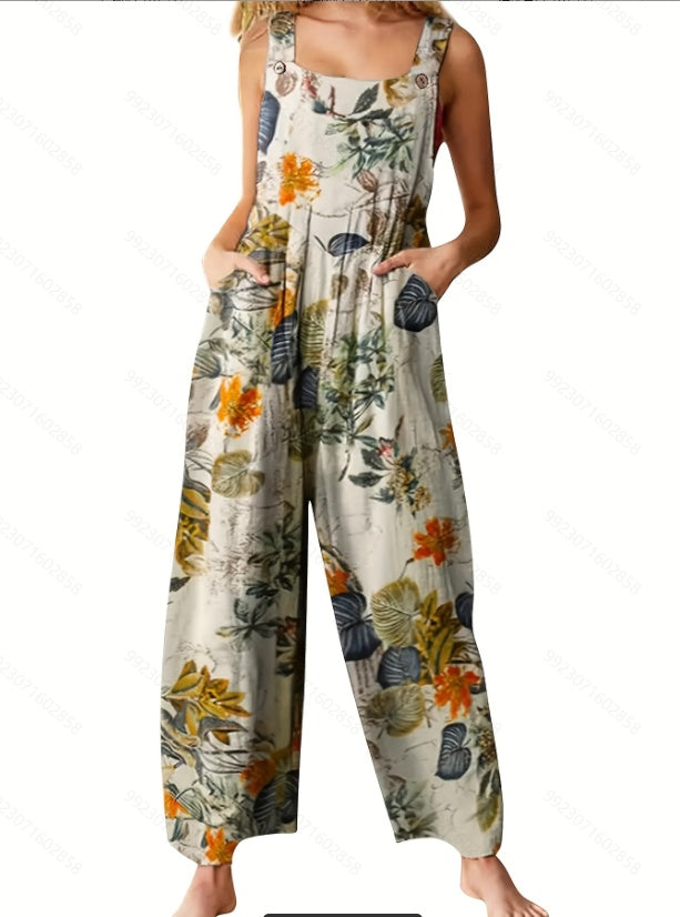 Boho Style Button-Front Jumpsuit