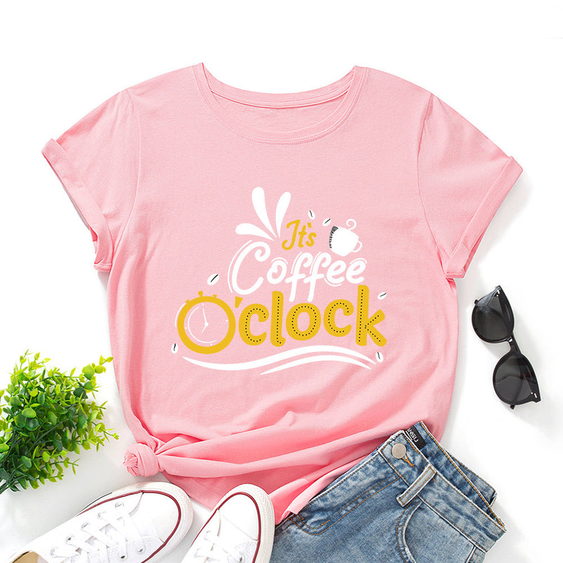 Letter Print Loose Round Neck Short Sleeve T-shirt