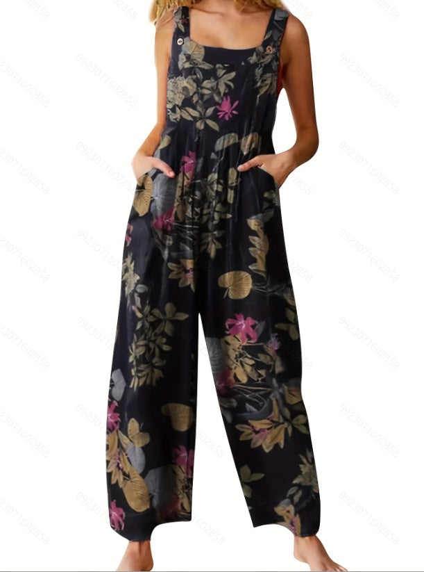 Boho Style Button-Front Jumpsuit