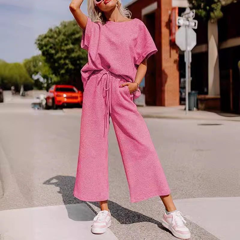 Chic Solid Texture Co-ord Set