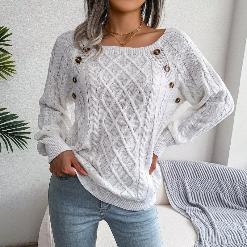 Chic Button Detail Knit Sweater