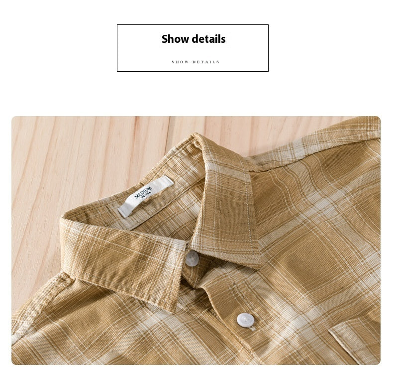 Retro Brushed Cotton Plaid Shirt