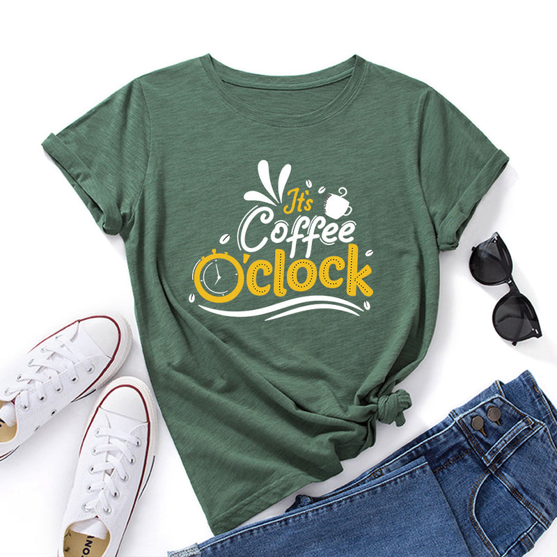 Letter Print Loose Round Neck Short Sleeve T-shirt