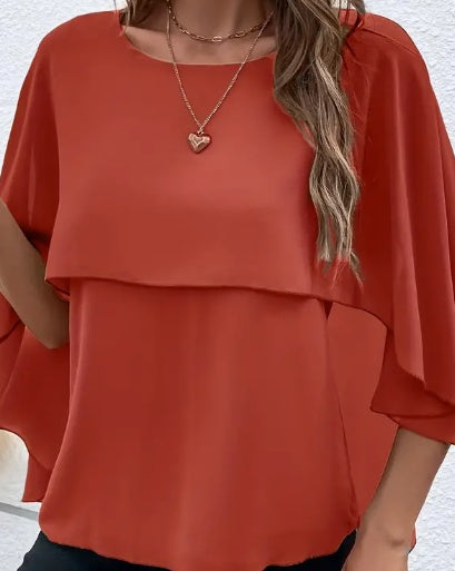 Chic Solid Color Layered Top