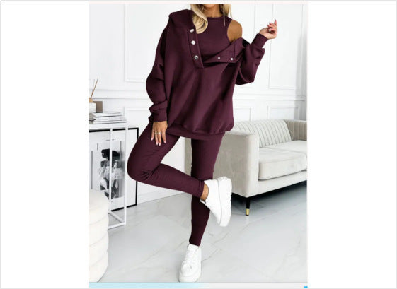 Solid Color Hoodie & Jogger Set
