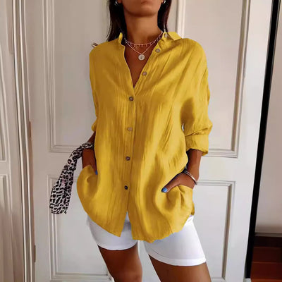 Pleated Elegance Lapel Shirt