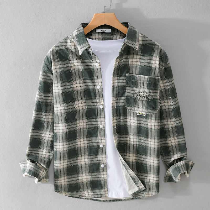 Retro Brushed Cotton Plaid Shirt