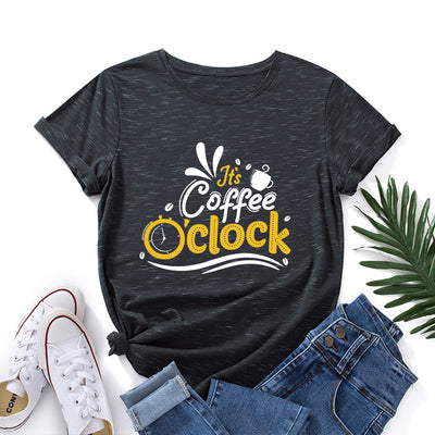 Letter Print Loose Round Neck Short Sleeve T-shirt