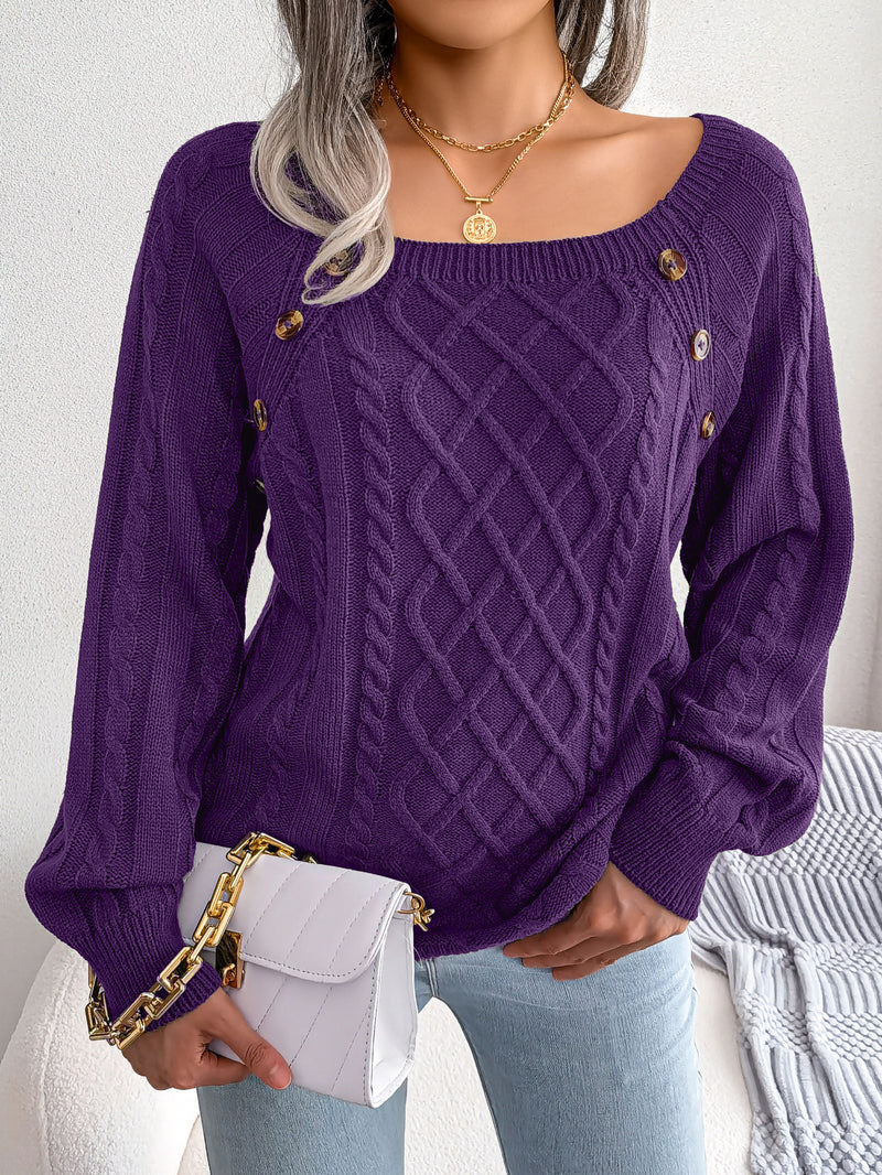 Chic Button Detail Knit Sweater